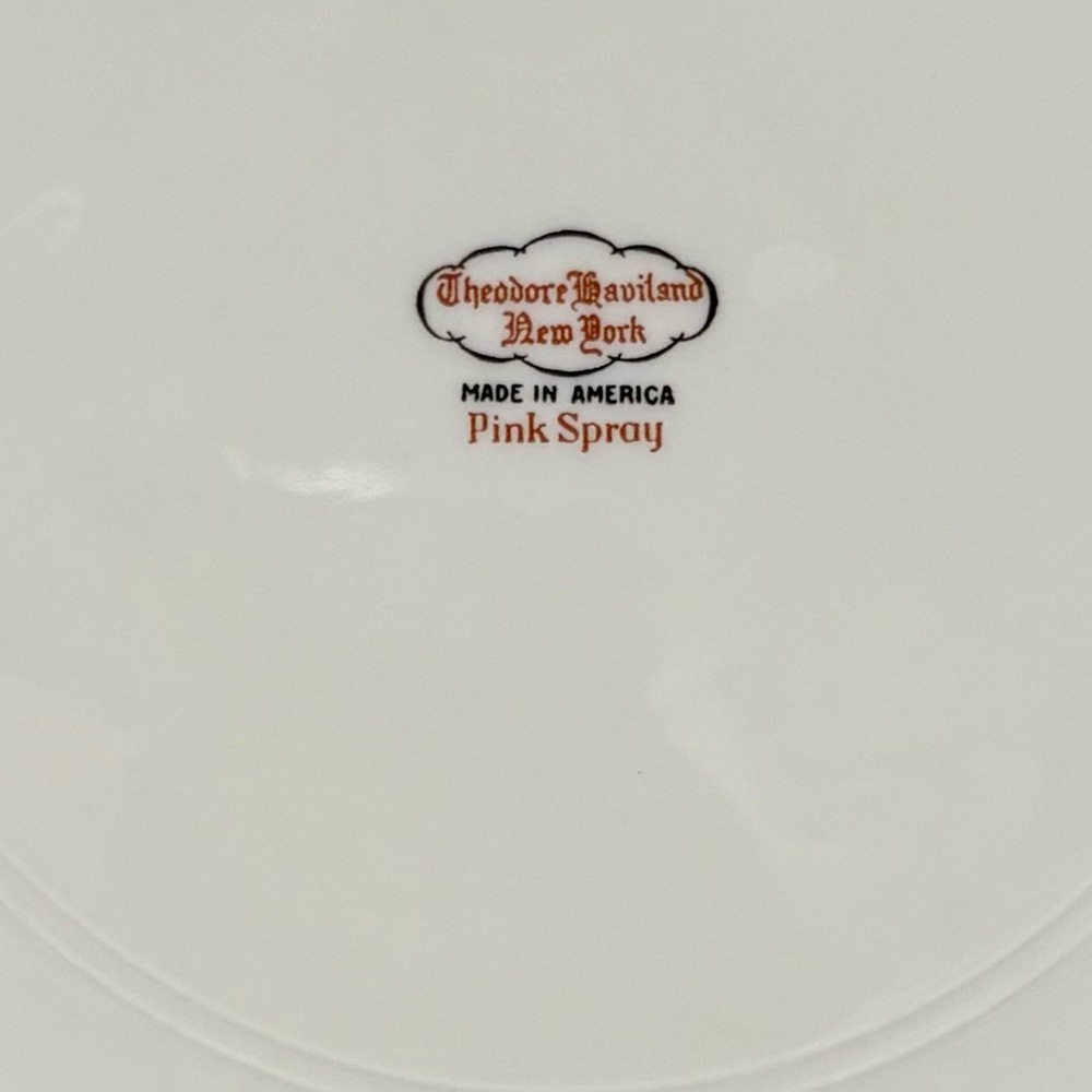Theodore Haviland New York Made in USA Pink Spray Set of 9 10 1/4" Dinner Plates - Picture 2 of 11
